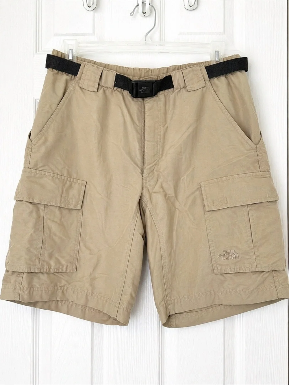 The North Face Cargo Shorts Mens Medium Khaki Hiking Utility Belted Outdoor - Picture 1 of 10